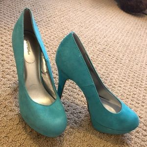 blue high heels
